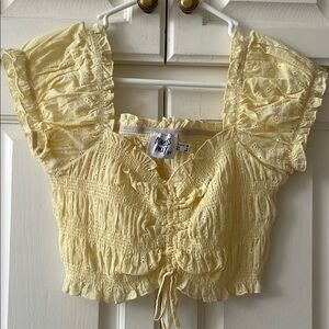 Princess Polly Yellow Ruffled Crop Blouse